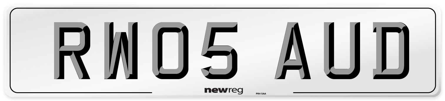 RW05 AUD Number Plate from New Reg